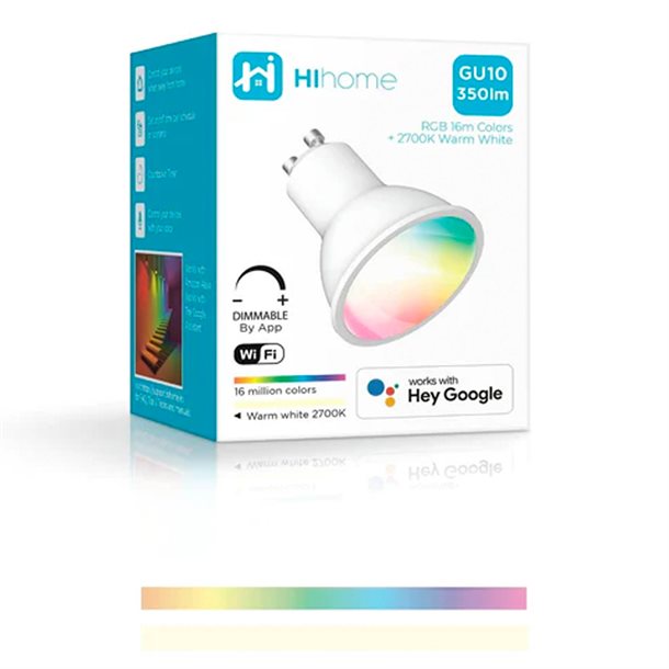 Hihome Smart LED WiFi GU10 RGB 16M farver + Varm hvid 2700K GU10 WAL-RGBWGU10 